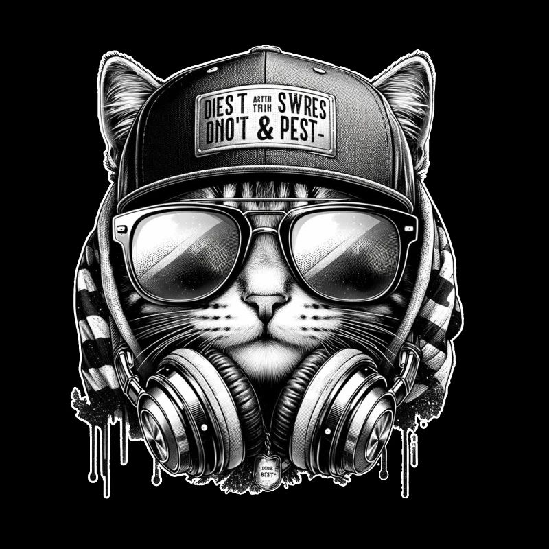 Katze DJ mit Kopfhörer Cap