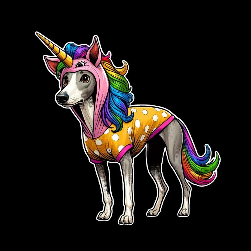Whippet im Einhorn-Anzug