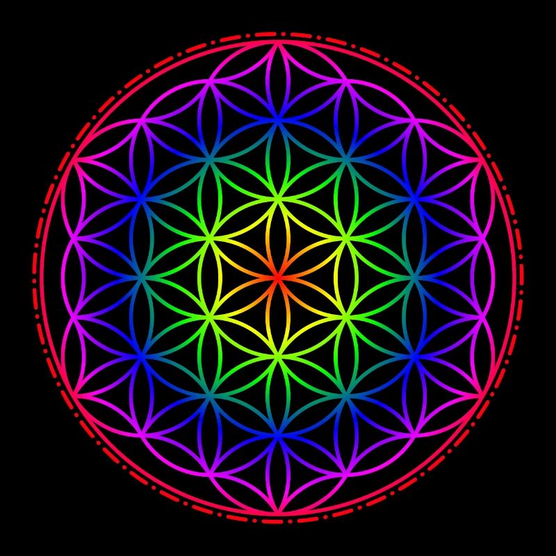 Fleur de vie arc-en-ciel