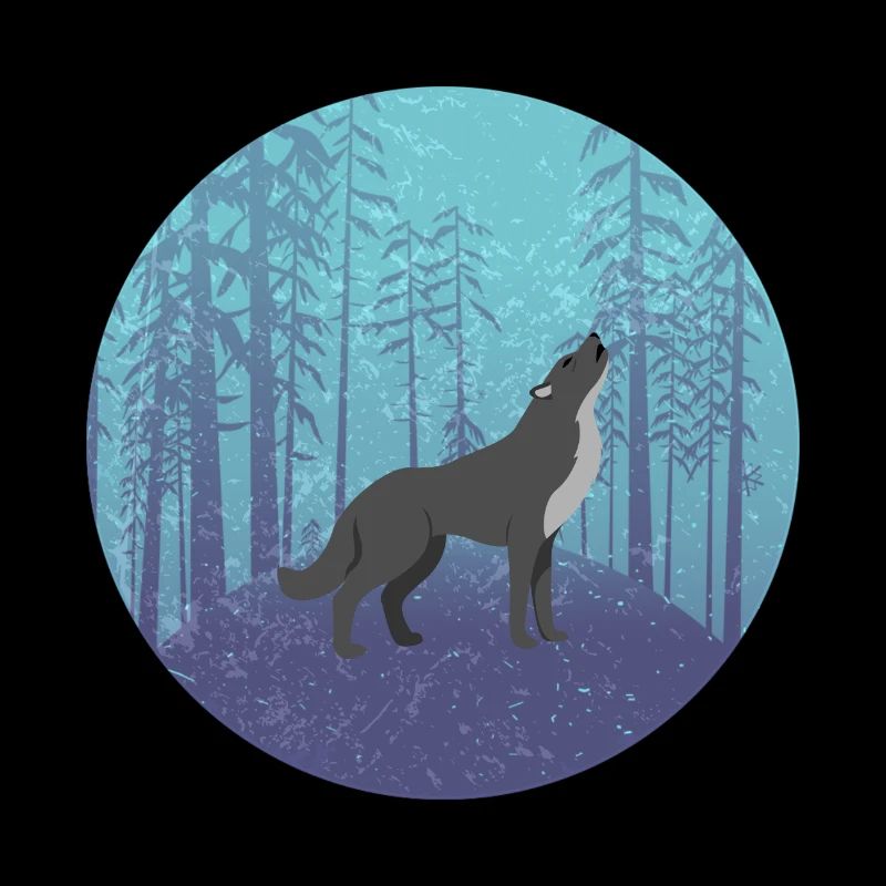 Loup dans la forêt de la lune