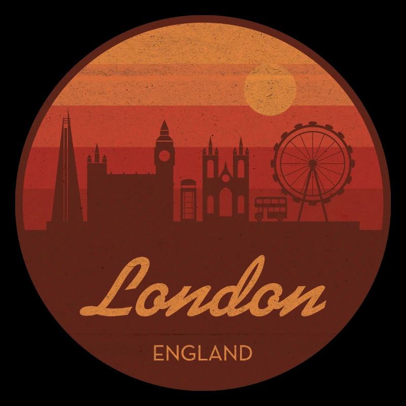 La silhouette de Londres dans un coucher de soleil rétro
