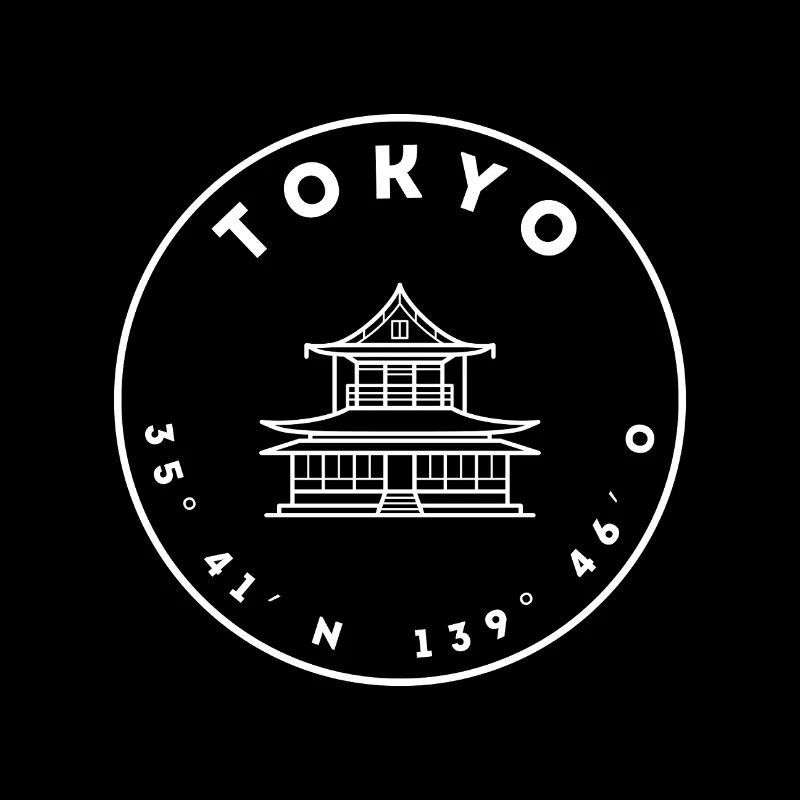 Tokyo with temples and coordinates