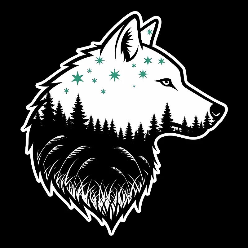 Wolf Silhouette Nachtwald Design