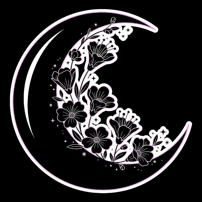 Illustration florale de la phase de lune