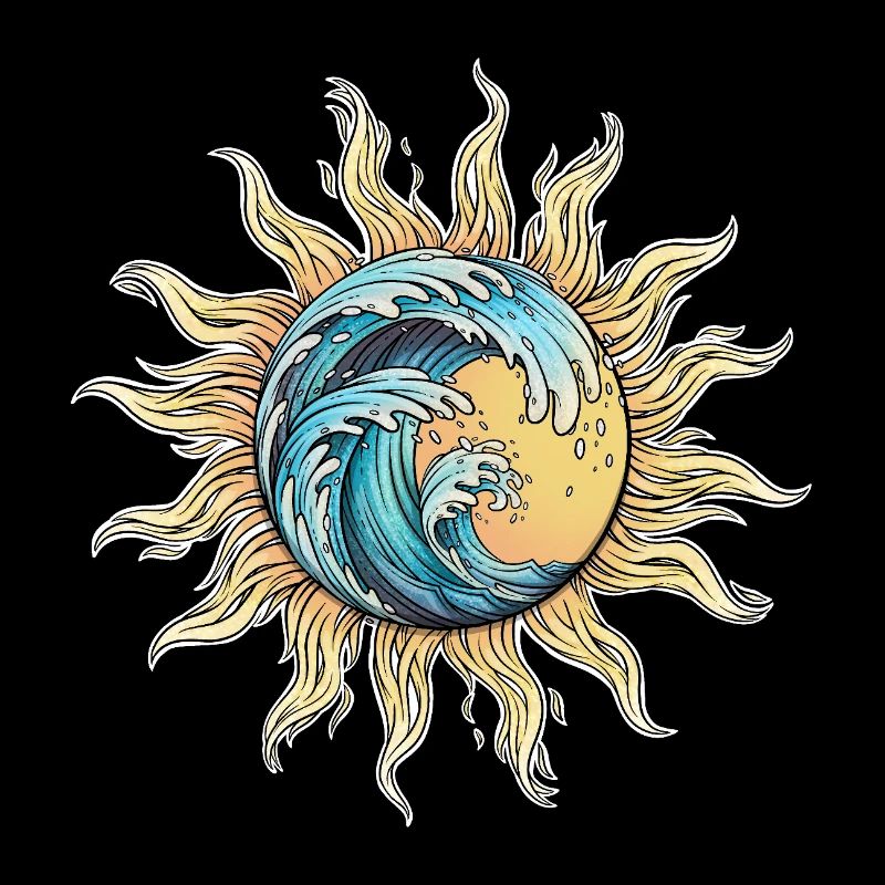 Conception de fusion du soleil et des vagues