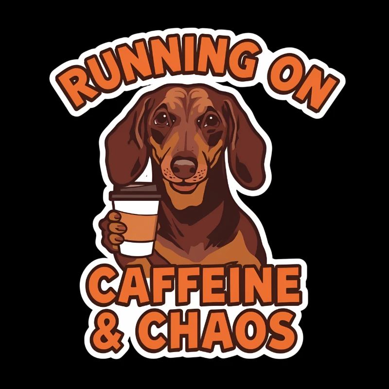 Dackel Running On Caffeine & Chaos Retro