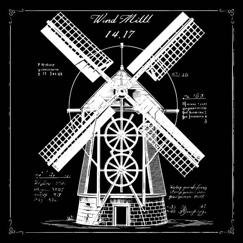 Windmill Blueprint Vintage