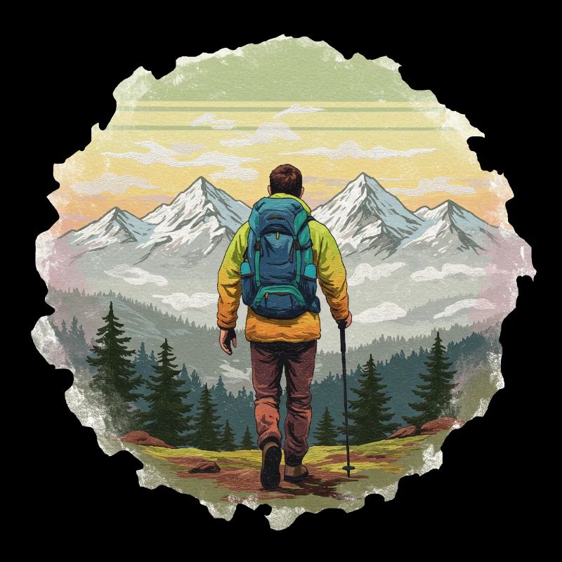 Wanderer am Sunset Mountain Ridge
