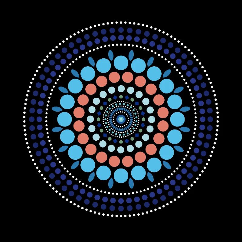 Mandala à points dégradés bleus