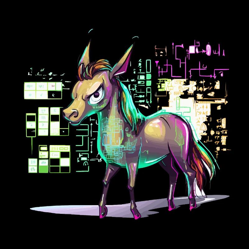 Neon-Hologramm Pferd Farbexplosion