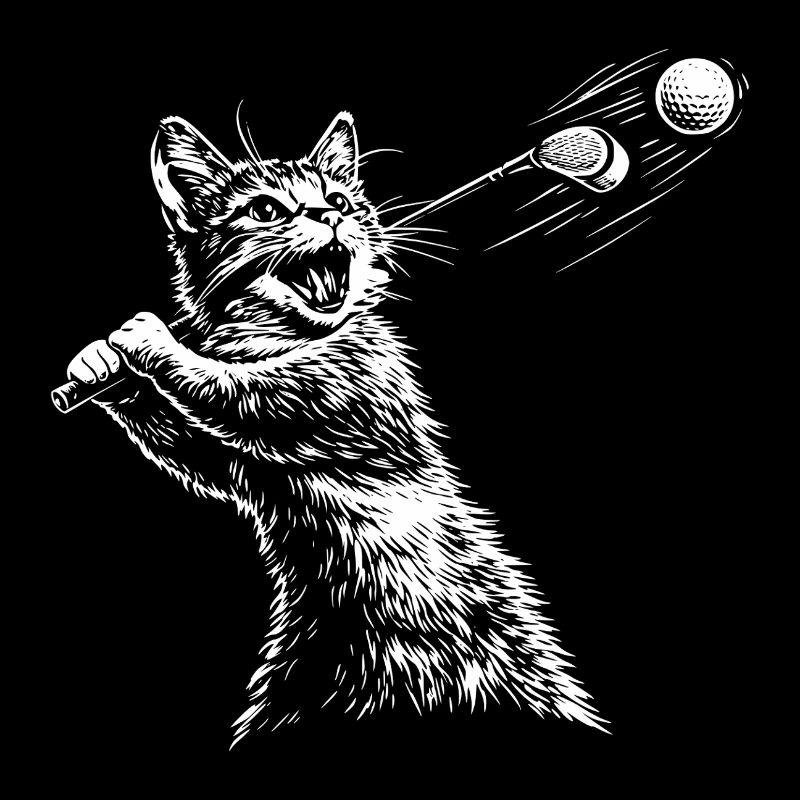 Cat Golfer Golfing