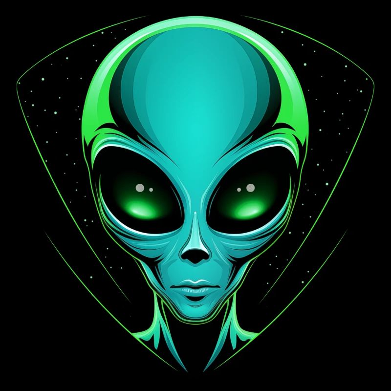 Tête d’extraterrestre vert - OVNI extraterrestre dans l’espace extra-atmosphérique