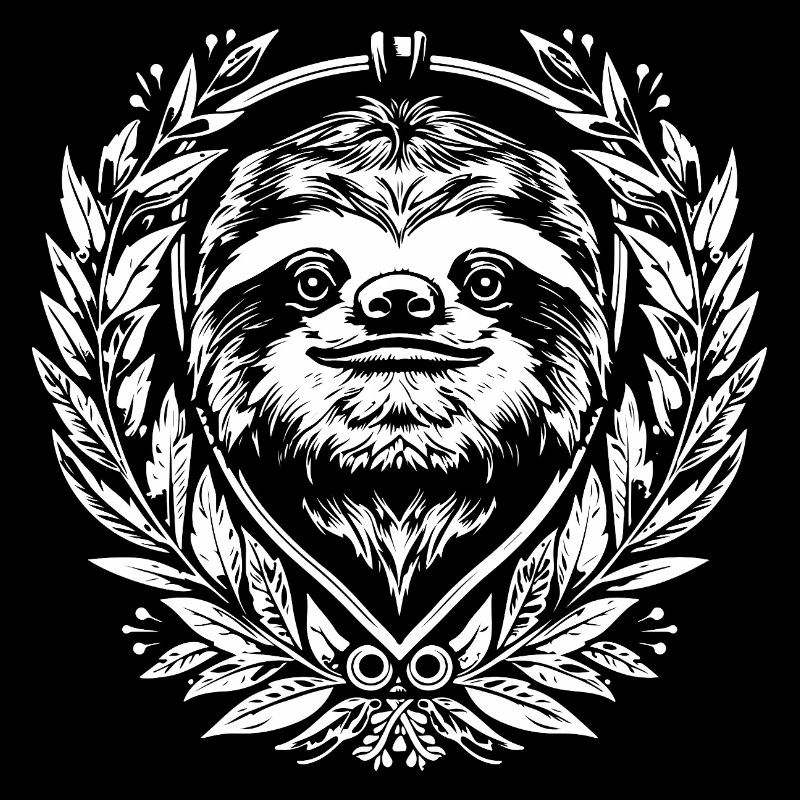 Sloth in laurel wreath