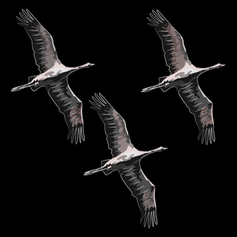 Vogelzug Kraniche in Grau Tönen