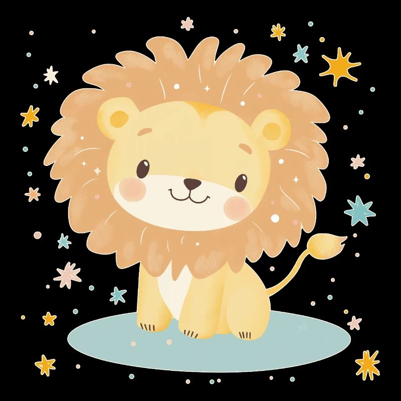 Lion mignon avec ciel étoilé