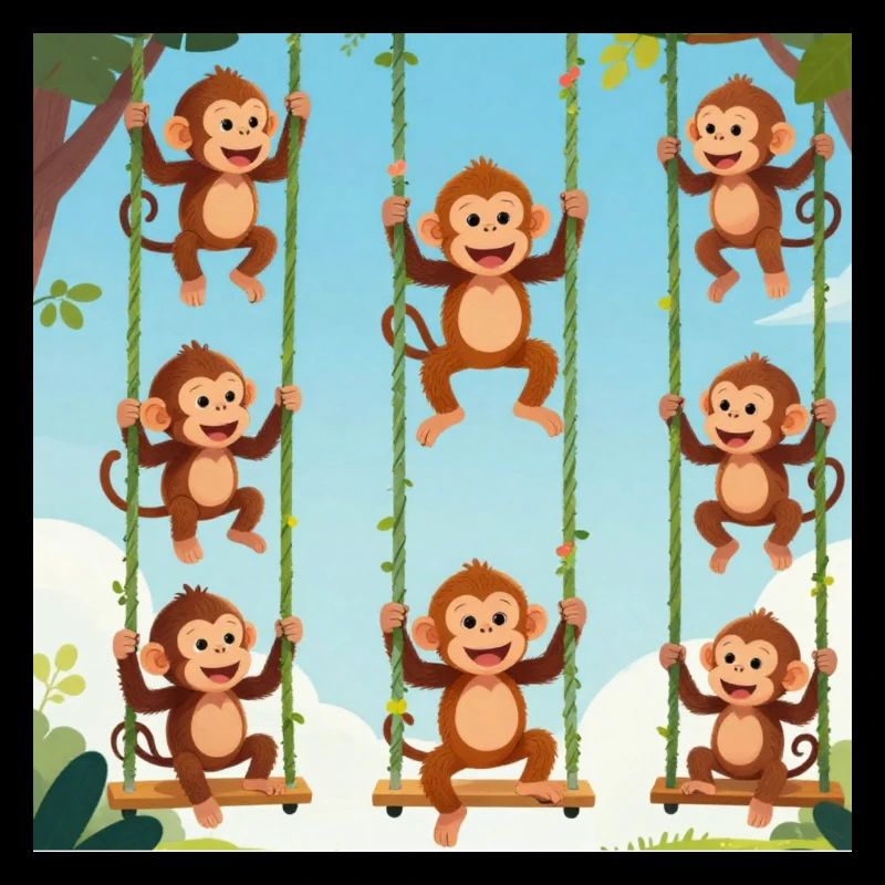 Swinging monkeys in the jungle