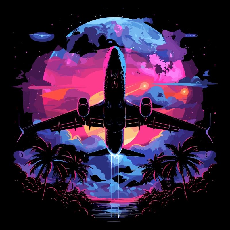 Retro Flugzeug Retrowave