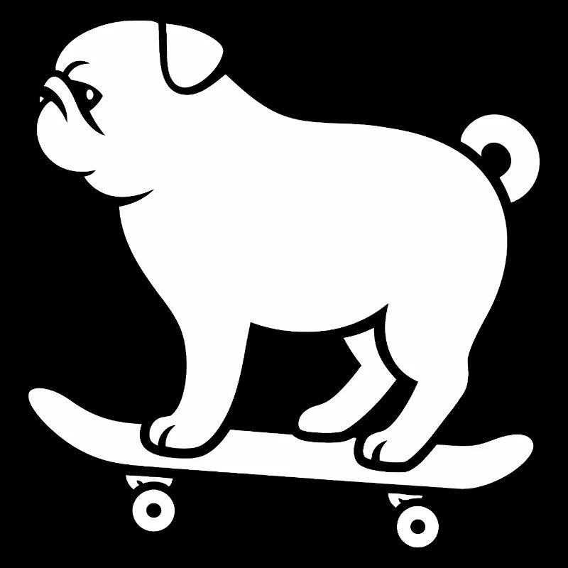 Minimalist Pug Skateboarder Cat
