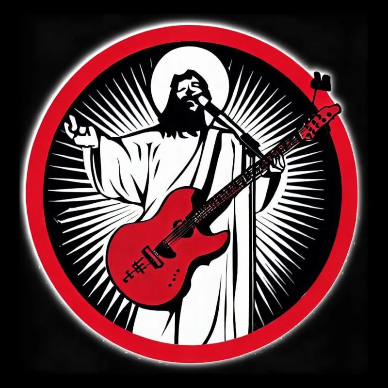 Jesus with Red Guitar in a Circle