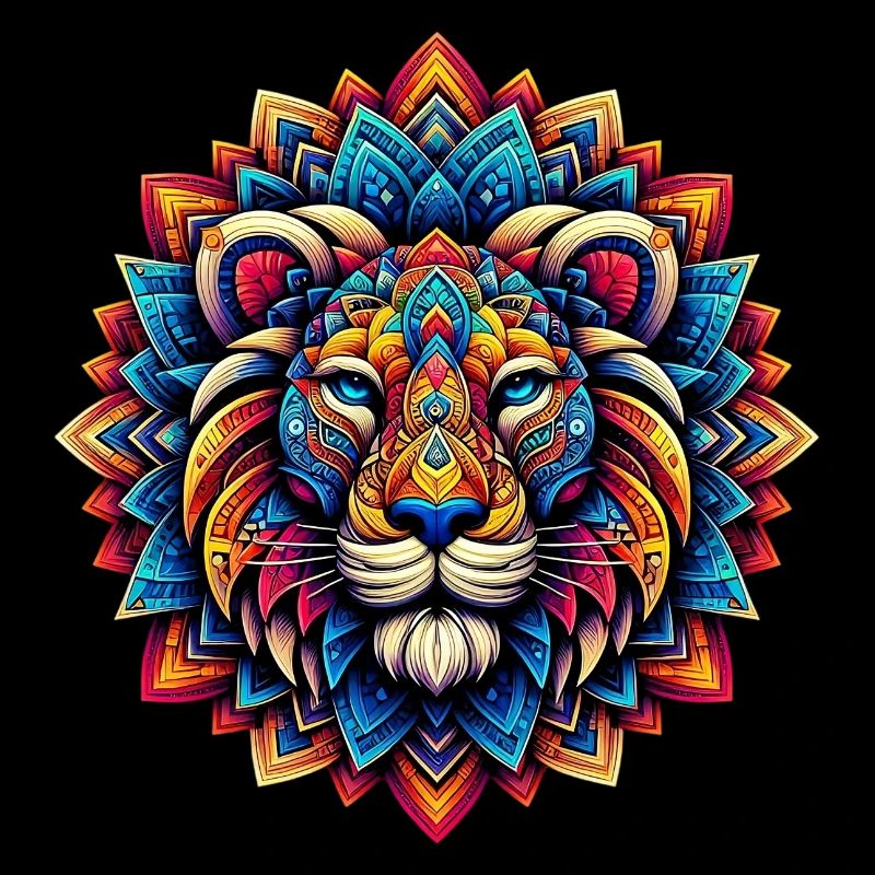 Lion décoré de mandalas