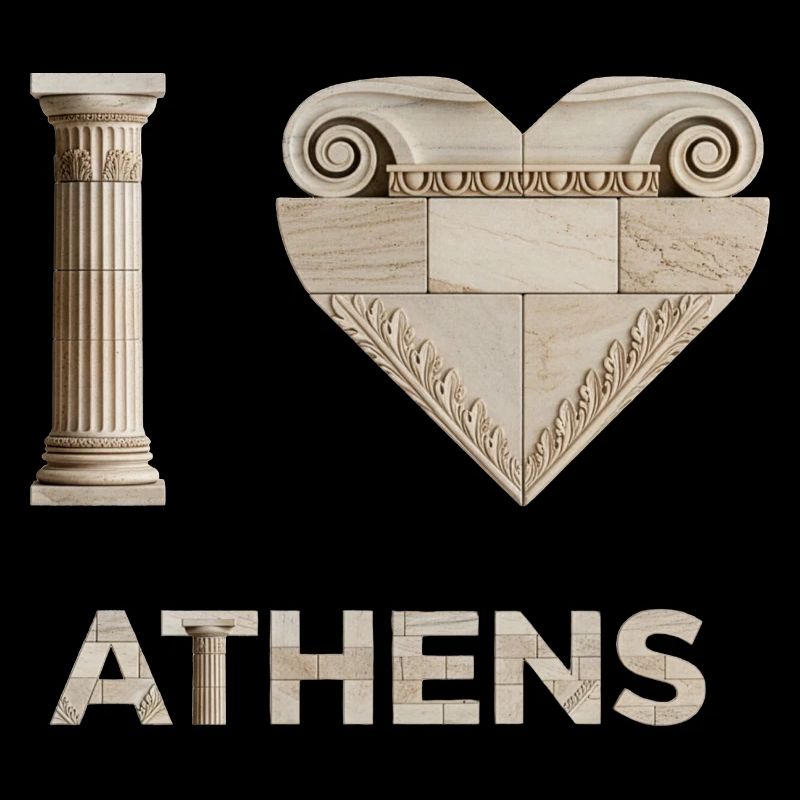 ATHÈNES – Lettrage architectural en marbre