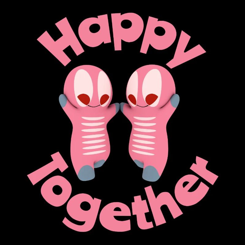 Cheerful characters with heart