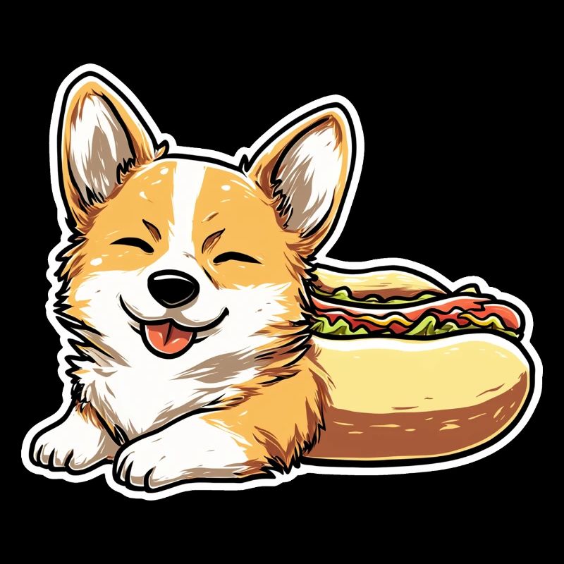 Süßer Corgi-Hotdog-Brötchen-Aufkleber