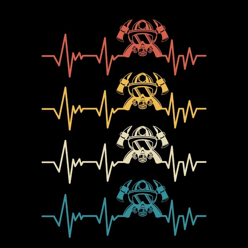Retro Firefighter Heartbeat Firefighter