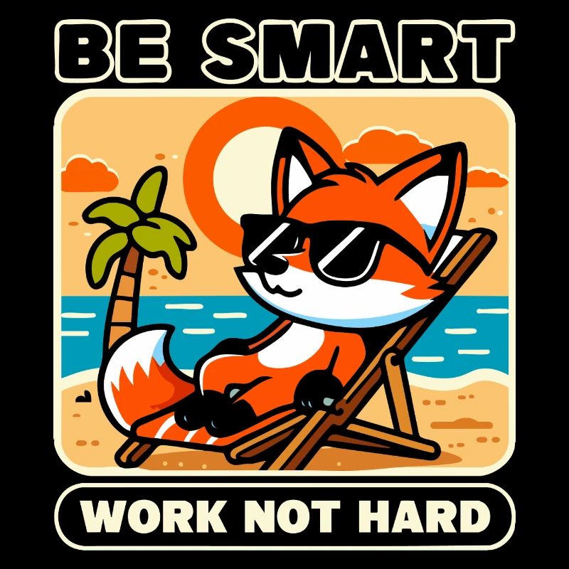 Be smart work not hard Fuchs - Motivationsfox