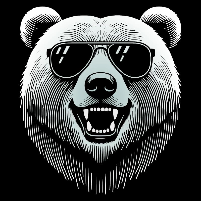 Cool bear head with sunglasses