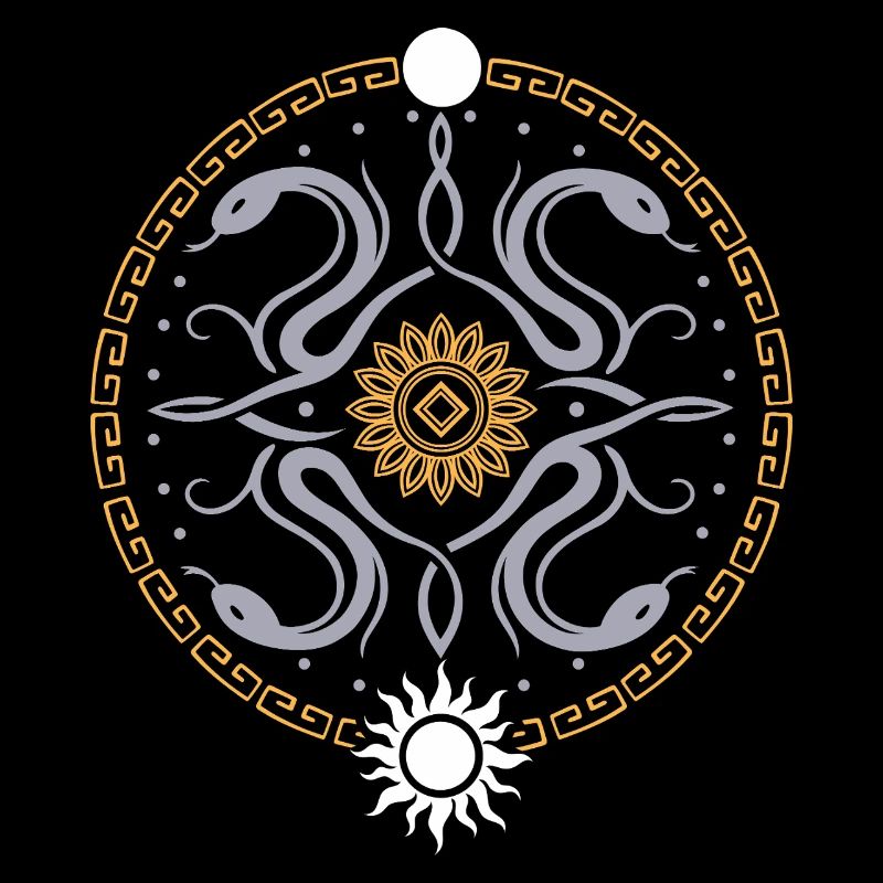 Roue serpentine avec soleil et lune