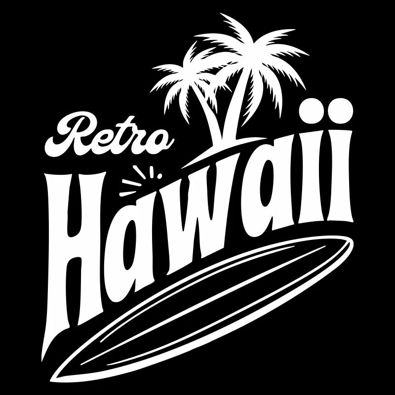 Retro Hawaii Vibes with Palm Trees and Surfboard
