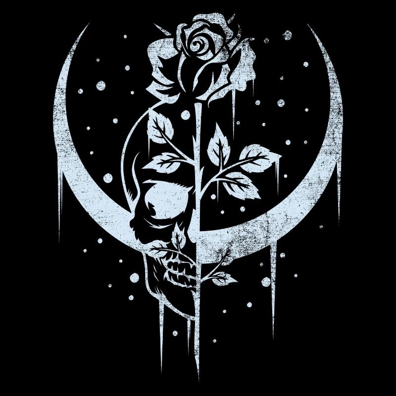 Occult Moon Rose Witchcraft Wicca Skull Gothic