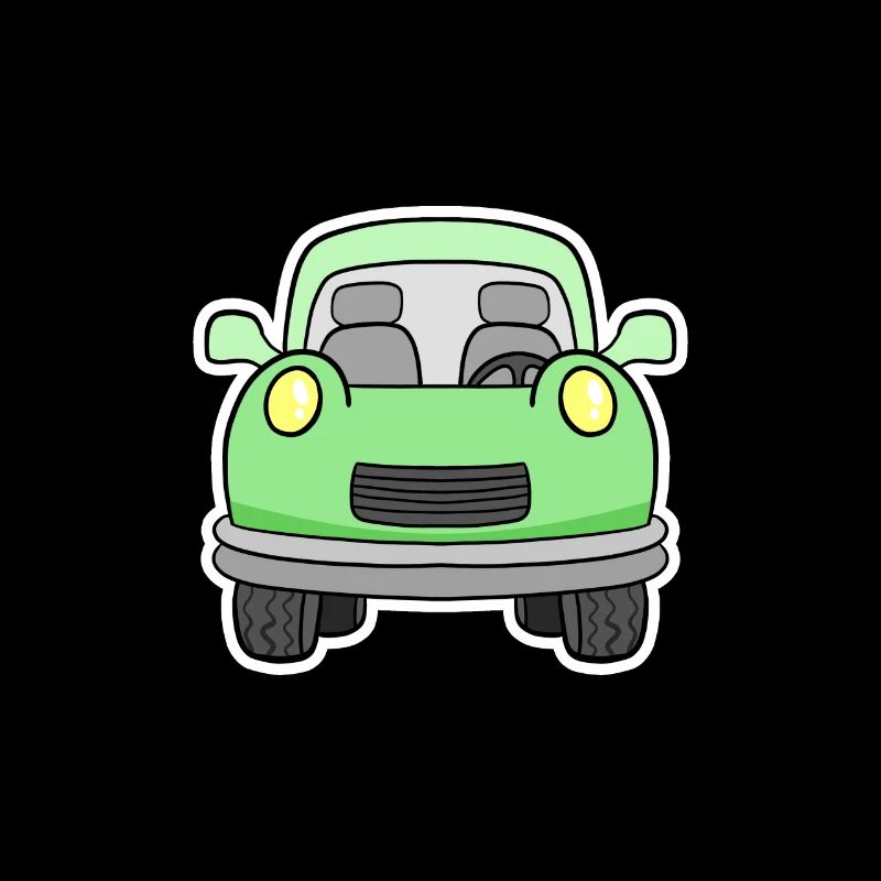 Vue frontale joyeuse de chariot vert