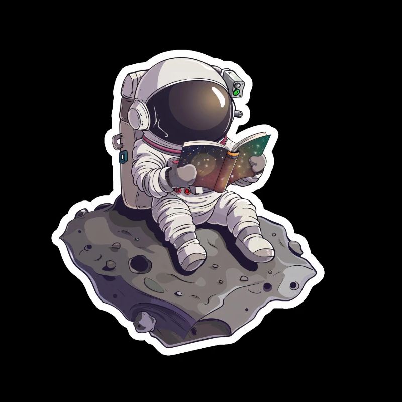 Kleiner Astronaut liest ein Buch auf Astronid