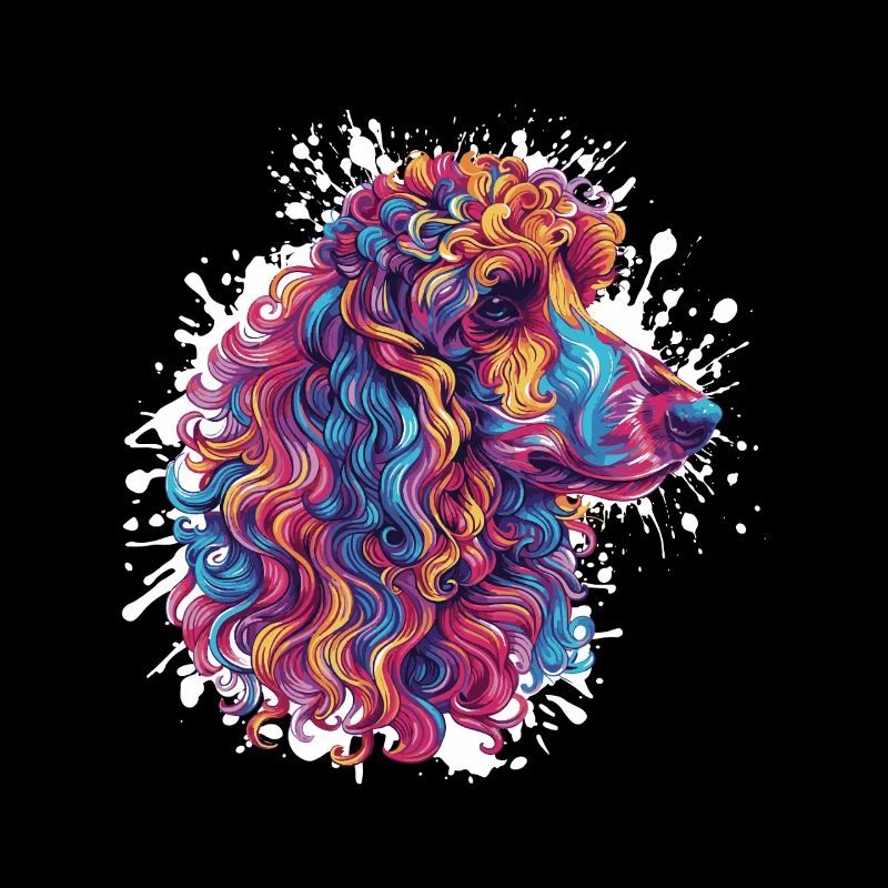 Colored Poodle Head Artwork