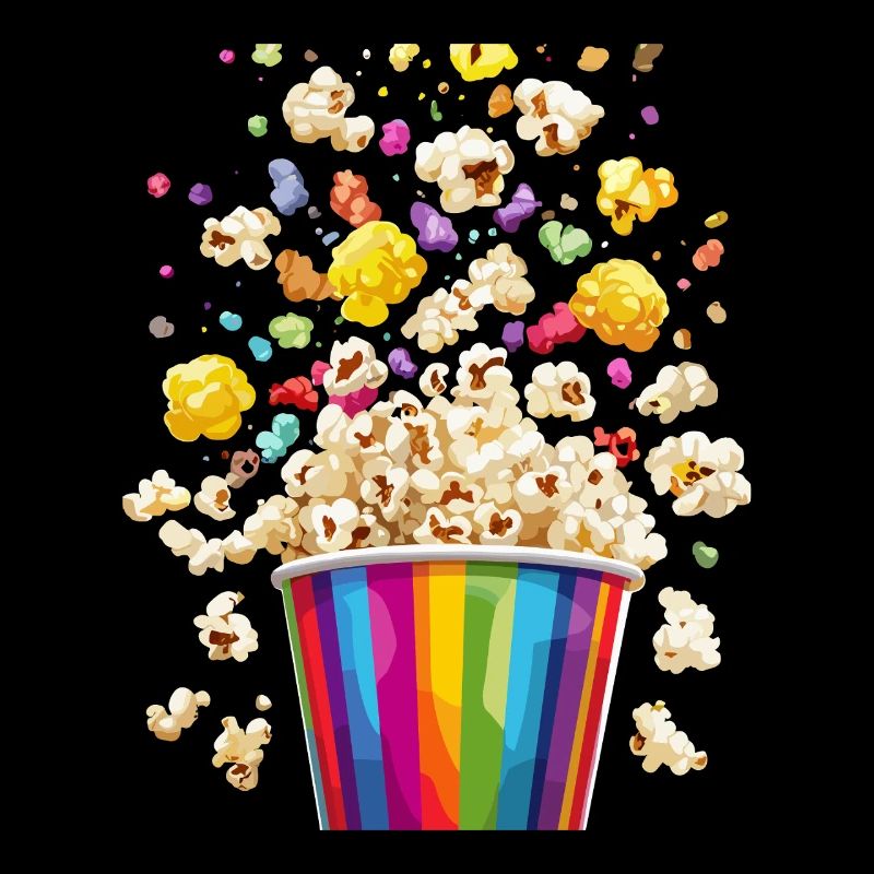 Colorful Popcorn Explosion From Rainbow Mug