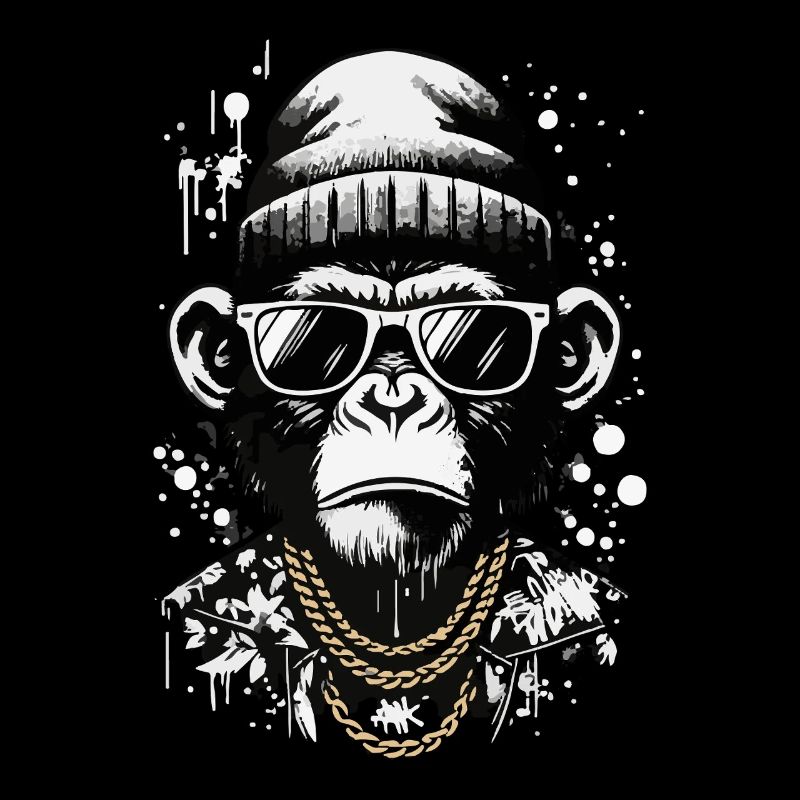 Cooler Affe mit Streetstyle und Chains