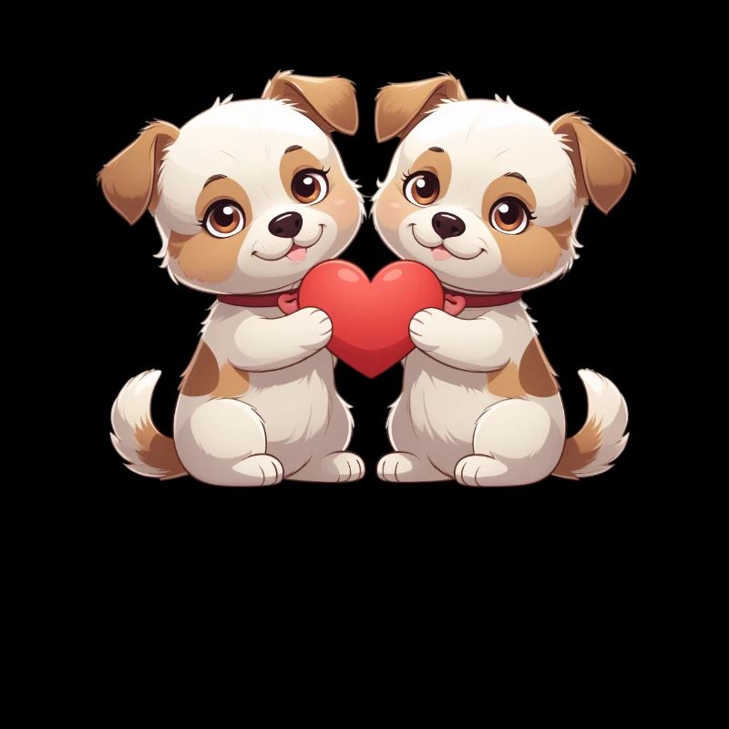 Deux chiots avec du cœur
