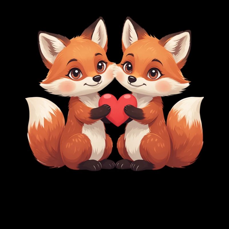Fox couple with heart