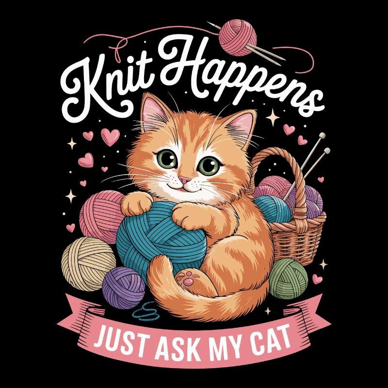 Kitten Knitting Magic Yarn Love