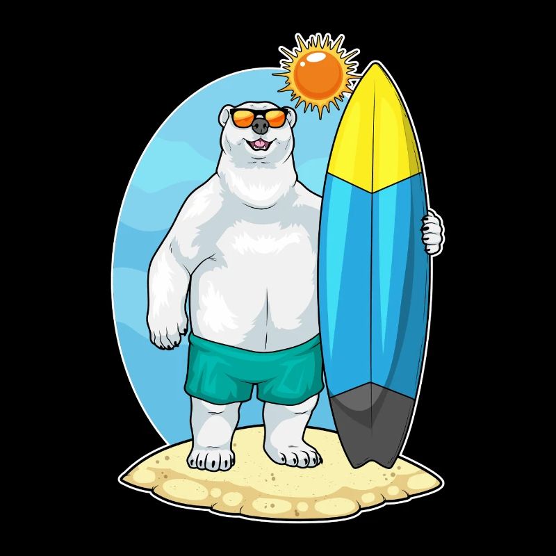 Eisbär Strand Surfbrett Sommer