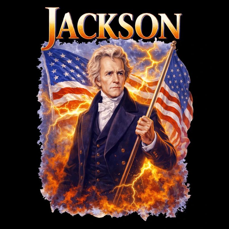 Le héros de la liberté de Jackson avec drapeau
