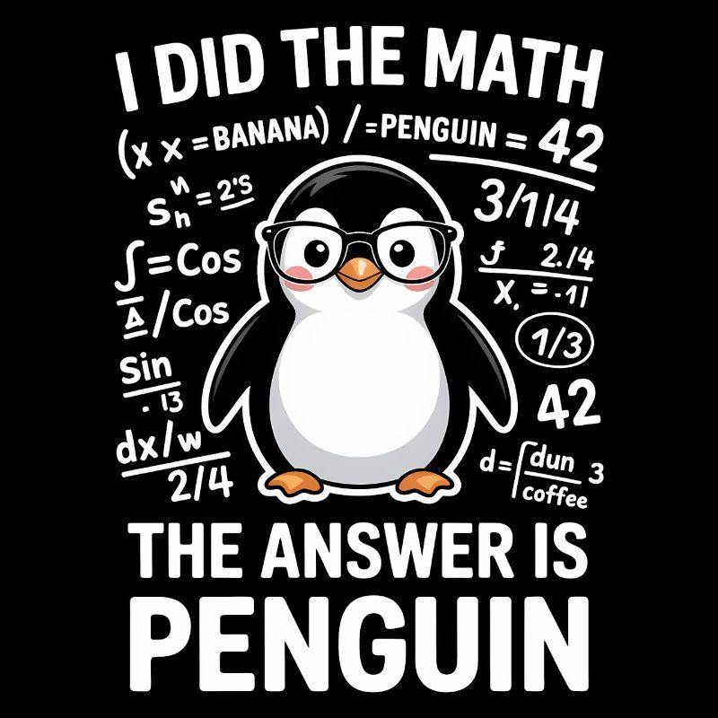 Math Sayings Penguin Funny Math Gift