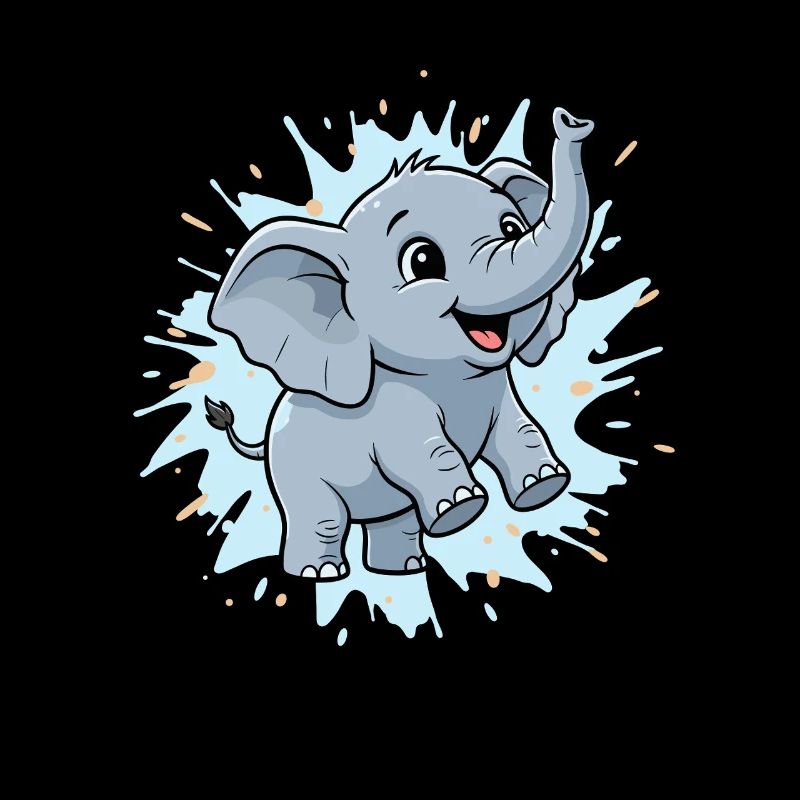 Éléphant mignon avec des éclaboussures de peinture
