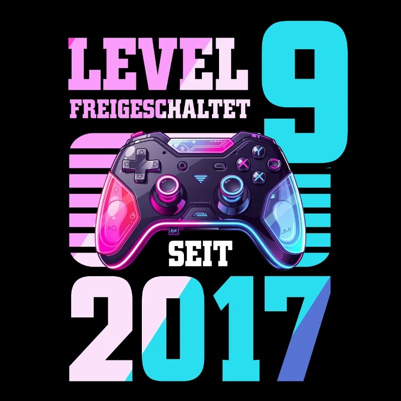 9. Geburtstag Junge Mädchen 2017 Gaming Level 9
