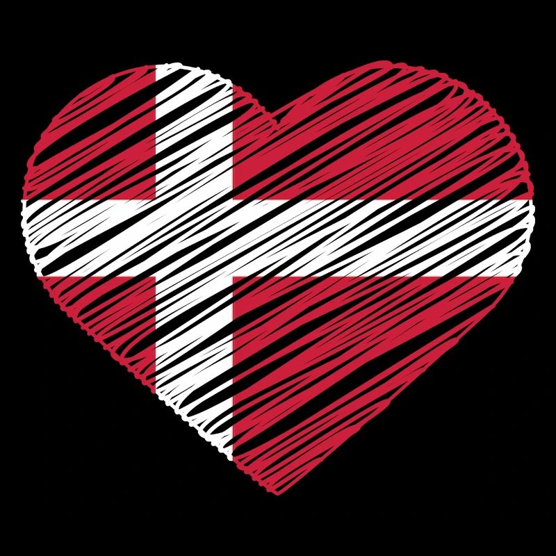 J’aime le Danemark avec le drapeau du Danemark dans une chemise en forme de cœur
