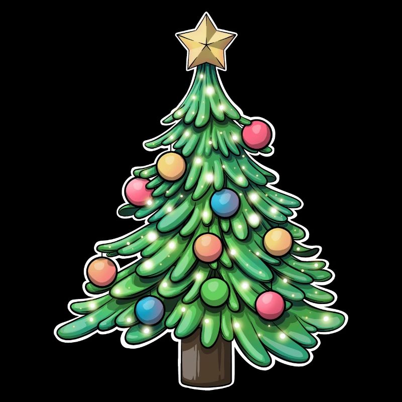Festive Christmas Tree with Colourful Ornaments