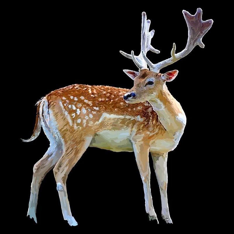 Cerf aquarelle avec bois