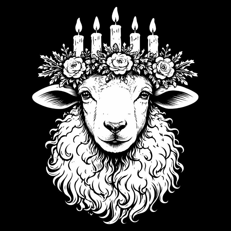 Imbolc Sheep with Candle Crown Light Crown